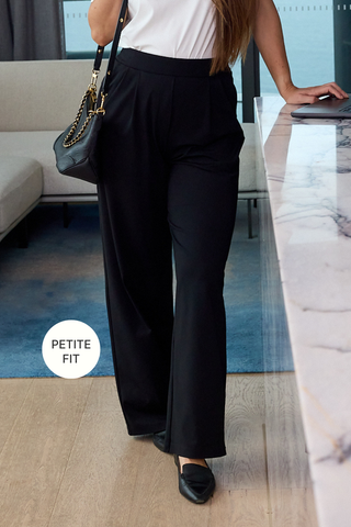 Petite Motion Wide Leg Tailored Pant - Black