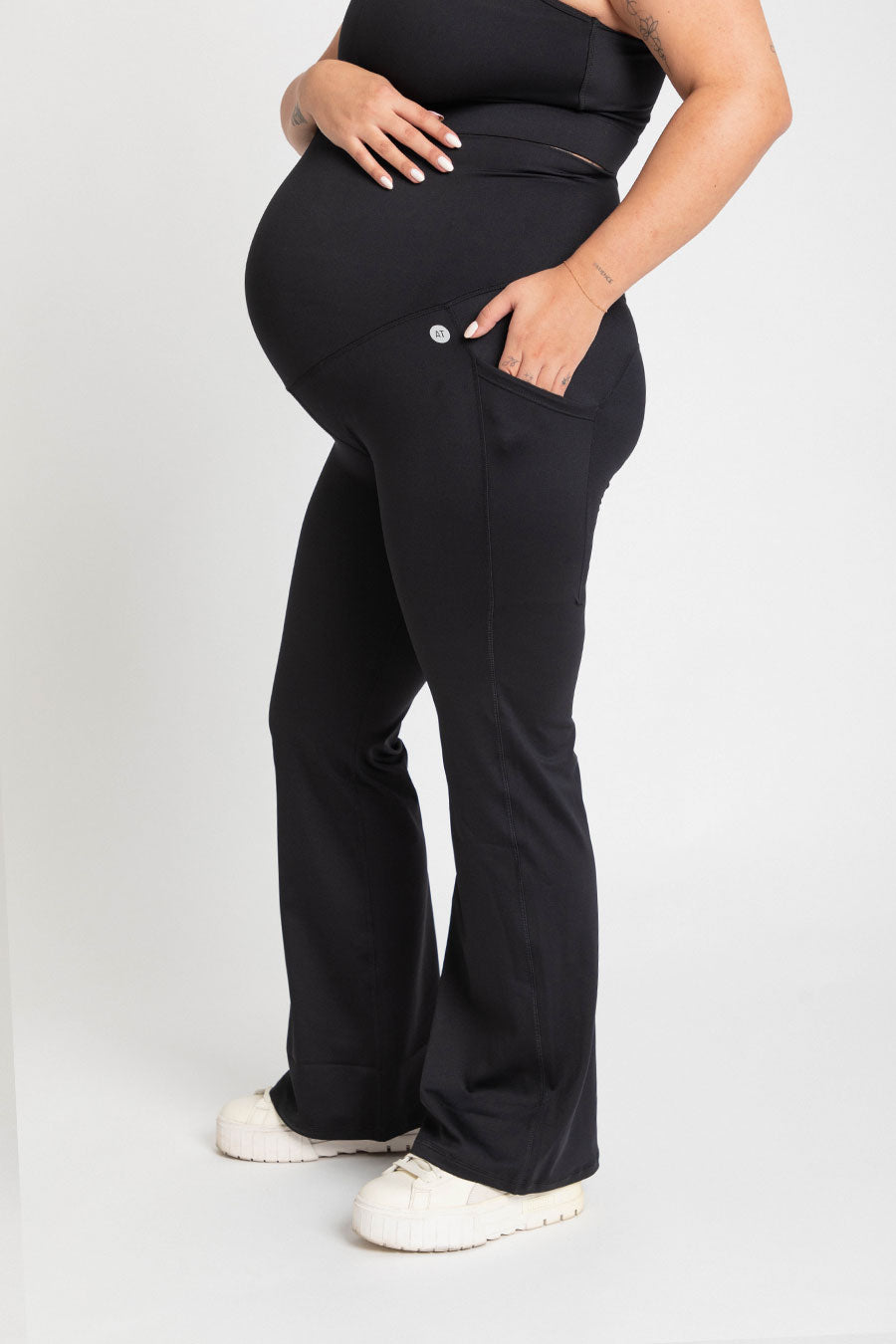 Pregnancy Pocket Full Length Flare Tight - Black from Active Truth™
