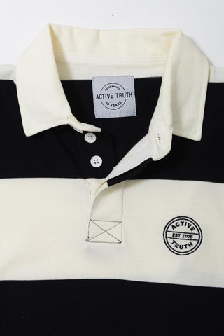 Heritage Rugby Jumper in Black/Cream