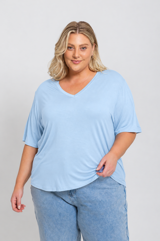 Bamboo V-Neck T-Shirt - Sky Blue