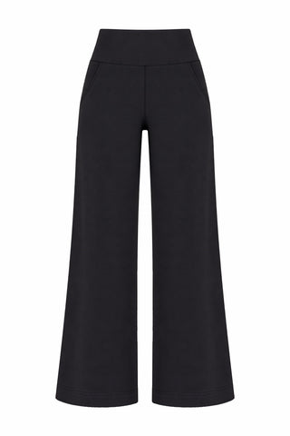 Thermal Wide Leg Pant with Pockets - Black