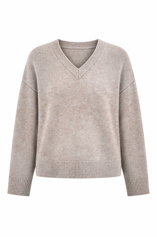 Wool V-Neck Knit - Oatmeal Marle