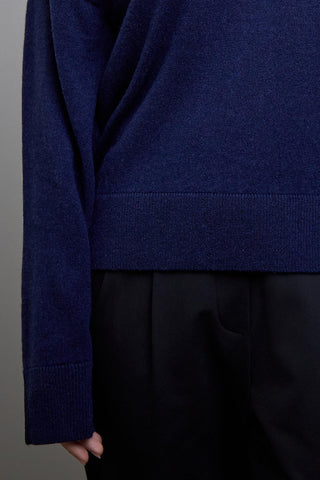 Wool V-Neck Knit - Navy