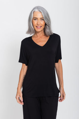 Bamboo V-Neck T-Shirt - Black