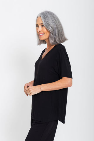 Bamboo V-Neck T-Shirt - Black