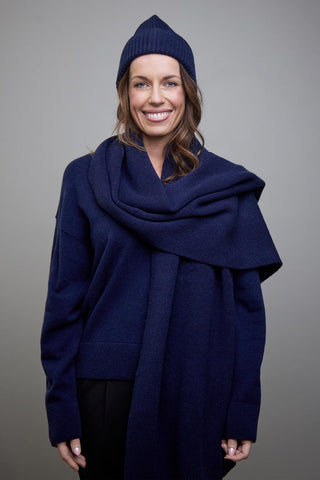 Wool Scarf - Navy