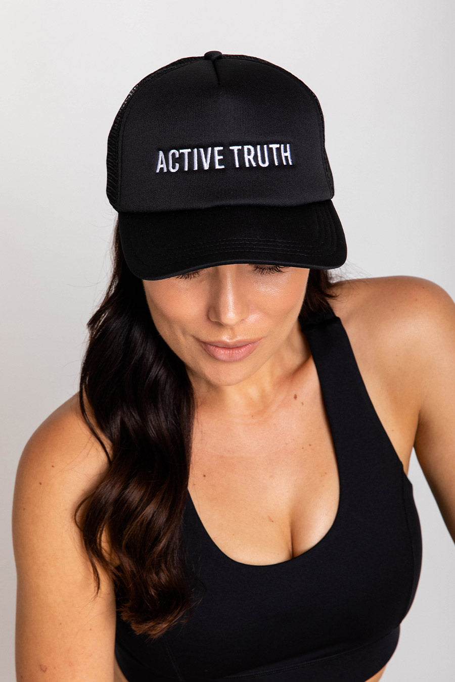 Embroidered Trucker Hat - Black
