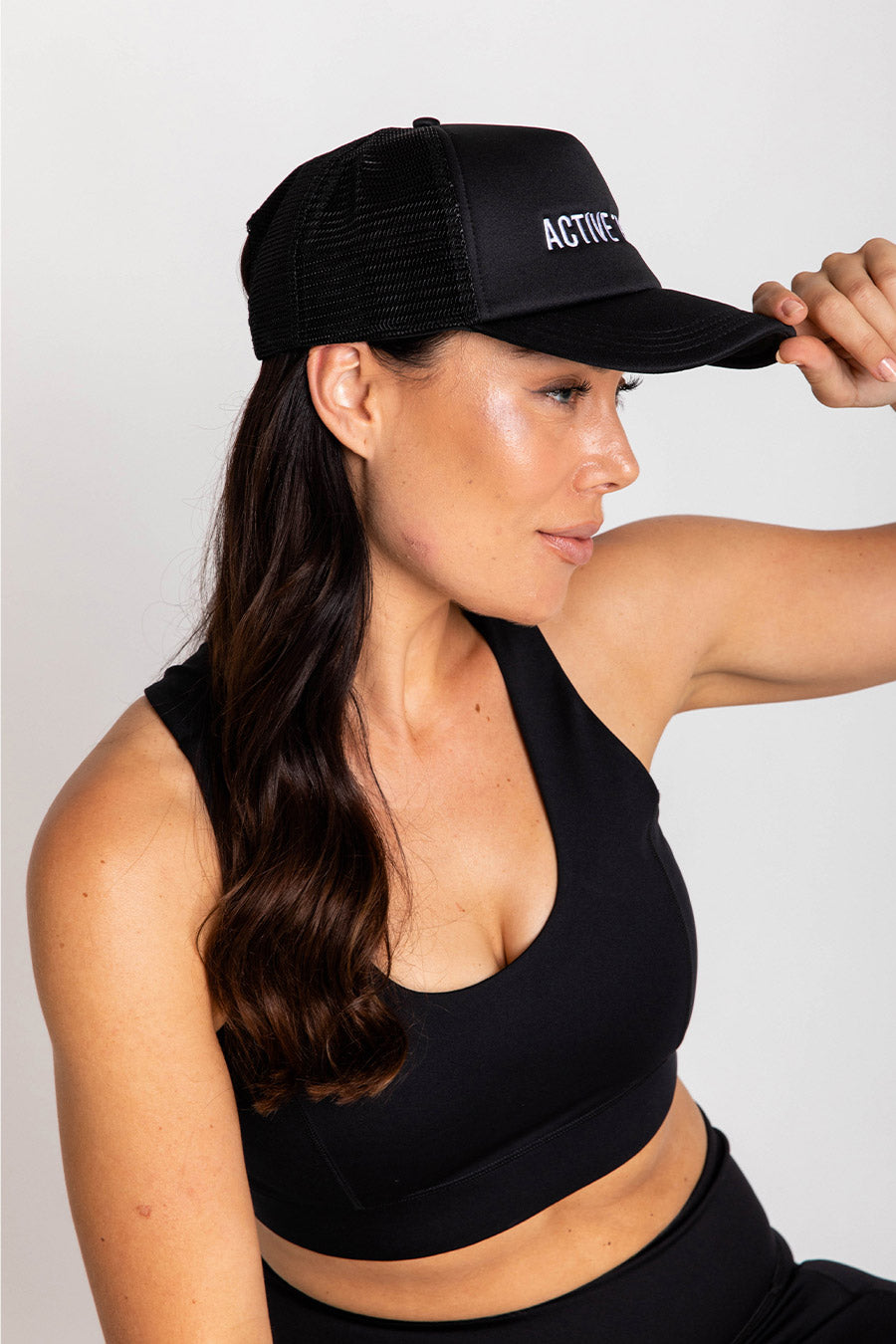 Embroidered Trucker Hat - Black