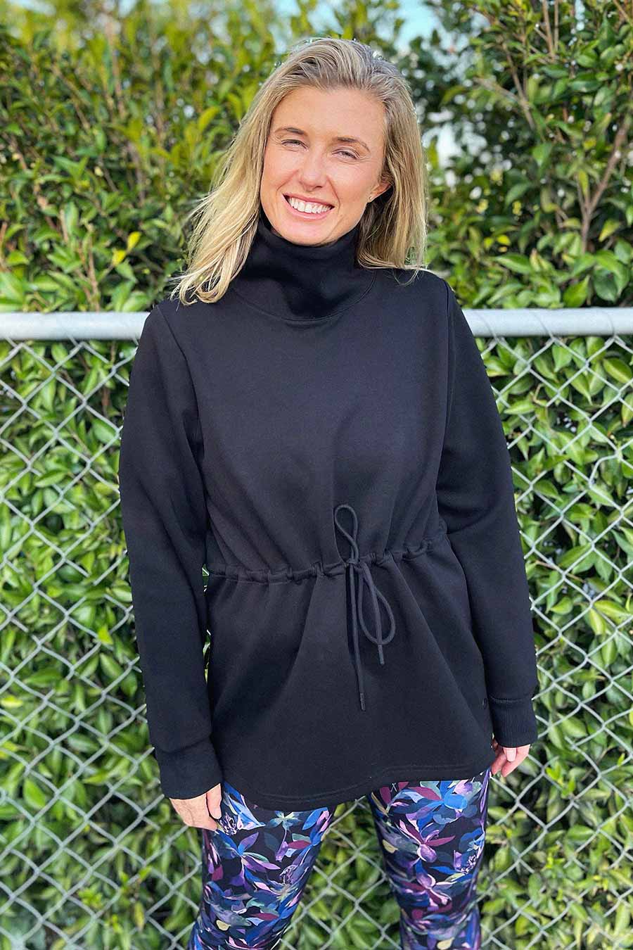 Adjustable High Neck Sweater - Black