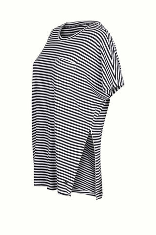 Mama Nursing Top in Black & White - Stripe
