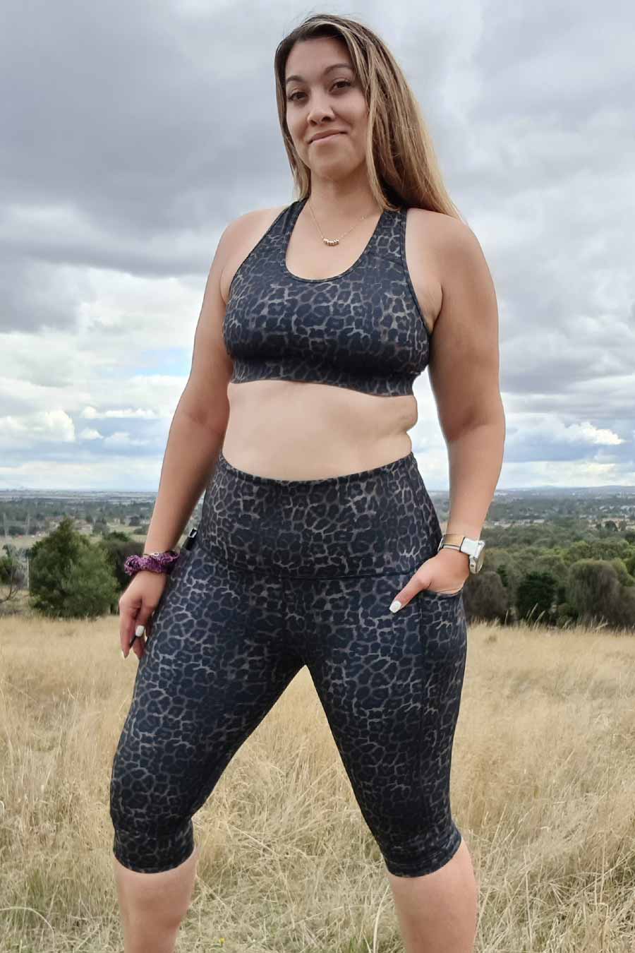 Training Pocket 3/4 Length Tight - Bronze Leopard