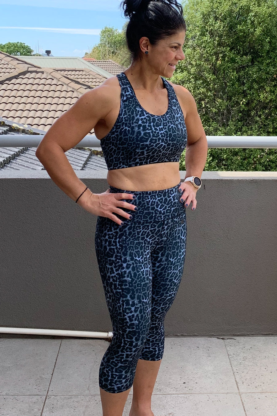 Training Pocket 3/4 Length Tight - Grey Leopard from Active Truth™
